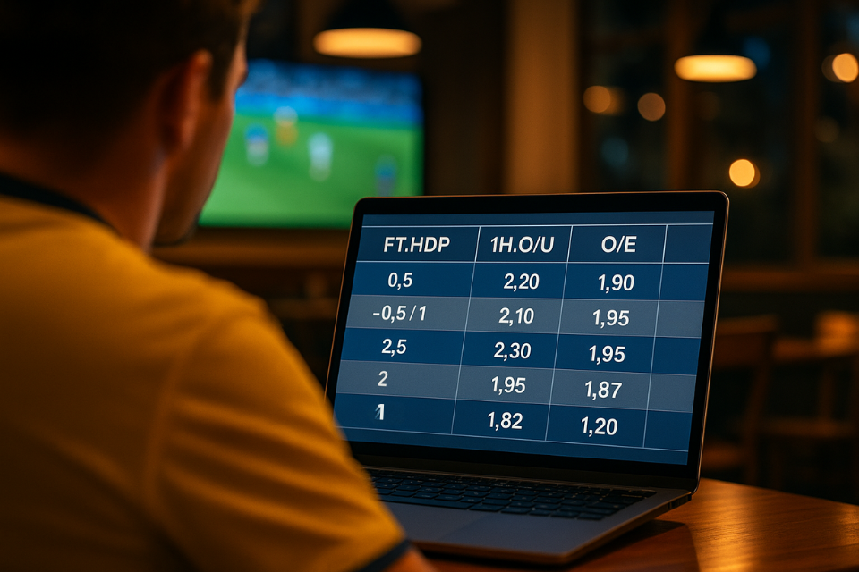 Các ký hiệu trên bảng kèo là gì – người chơi đang xem FT.HDP và O/U trên màn hình máy tín