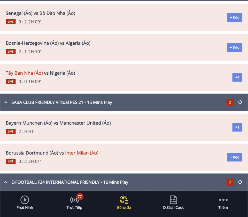 cách xem kèo trên điện thoại - giao diện kèo bóng đá